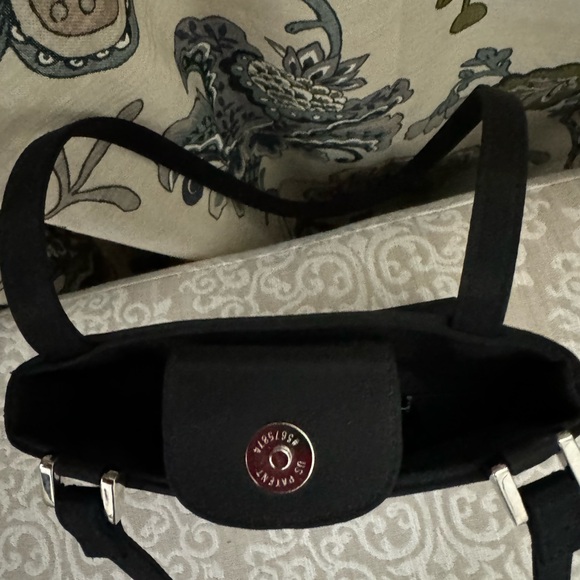 Pretty Black Satin Finish Vine Pattern Evening Bag - Picture 7 of 10